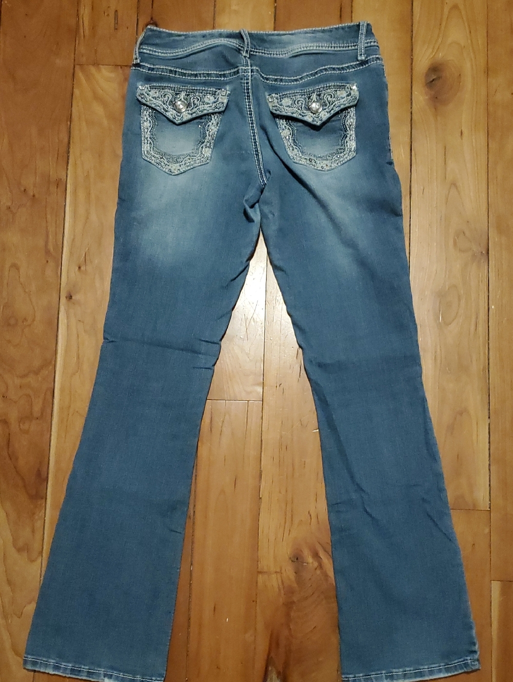 Apt. 9  Beautifully Embelished Women's Light Blue Flare Jeans - Picture 15 of 15